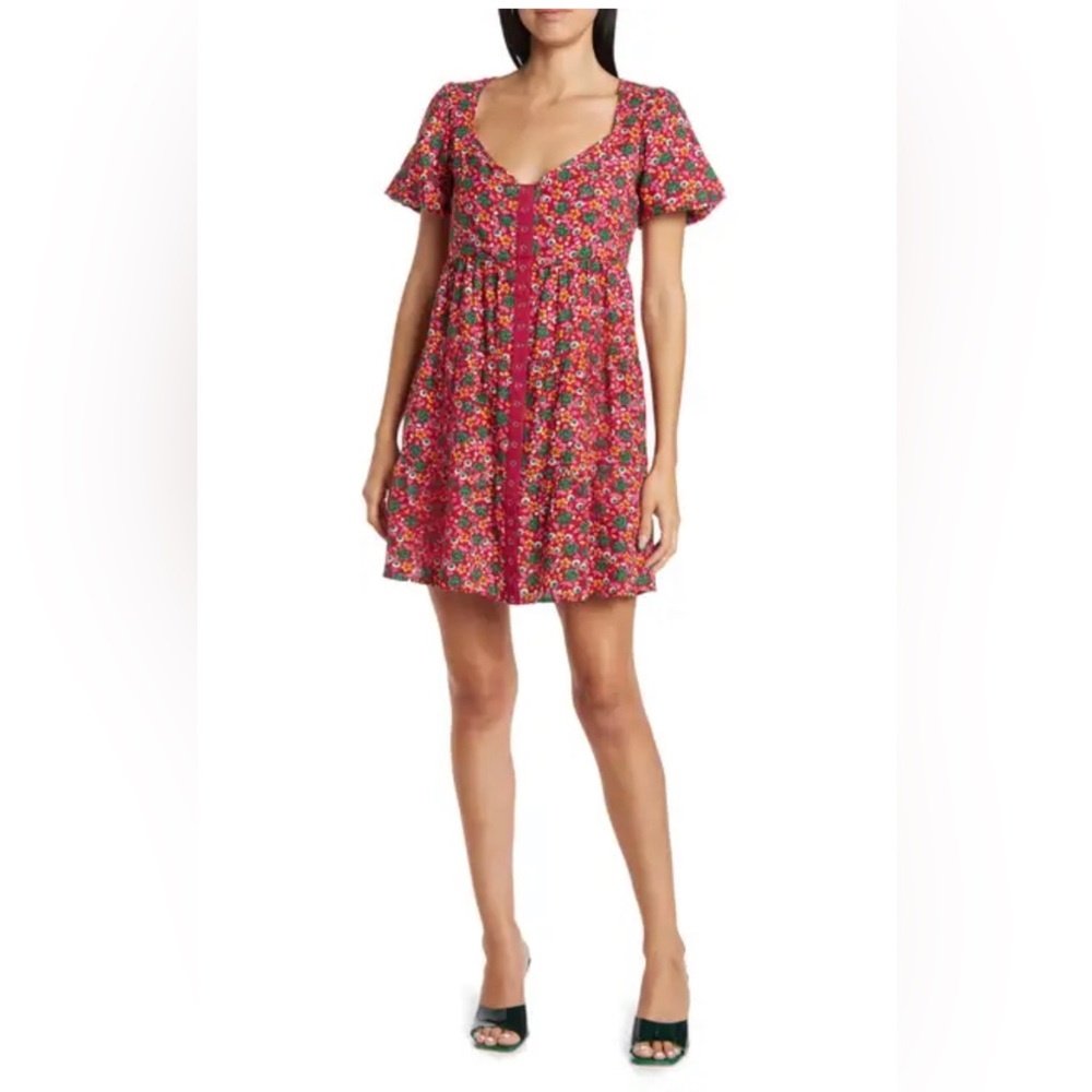 Betsey Johnson Red Floral Mini Dress - Picture 1 of 15